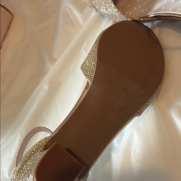 Glamorous Gold Glitter Heels with Ankle Strap - Picture 9 of 9